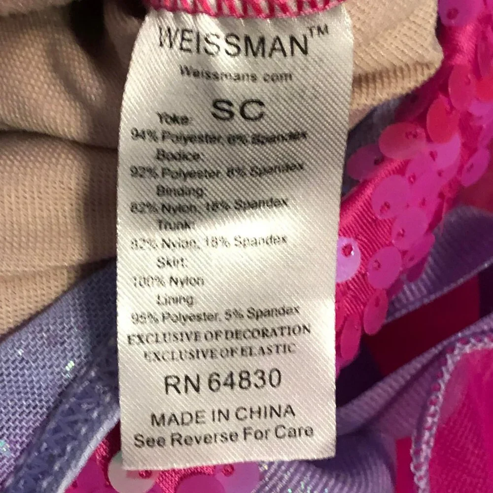 New WEISSMAN Showtime Dance/Costume One Pc Tutu Dress Hot Pink\Lavender S